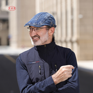 牛仔布贝雷帽 男青年 鸭舌帽休闲贝雷帽水洗前进帽牛仔布帽子