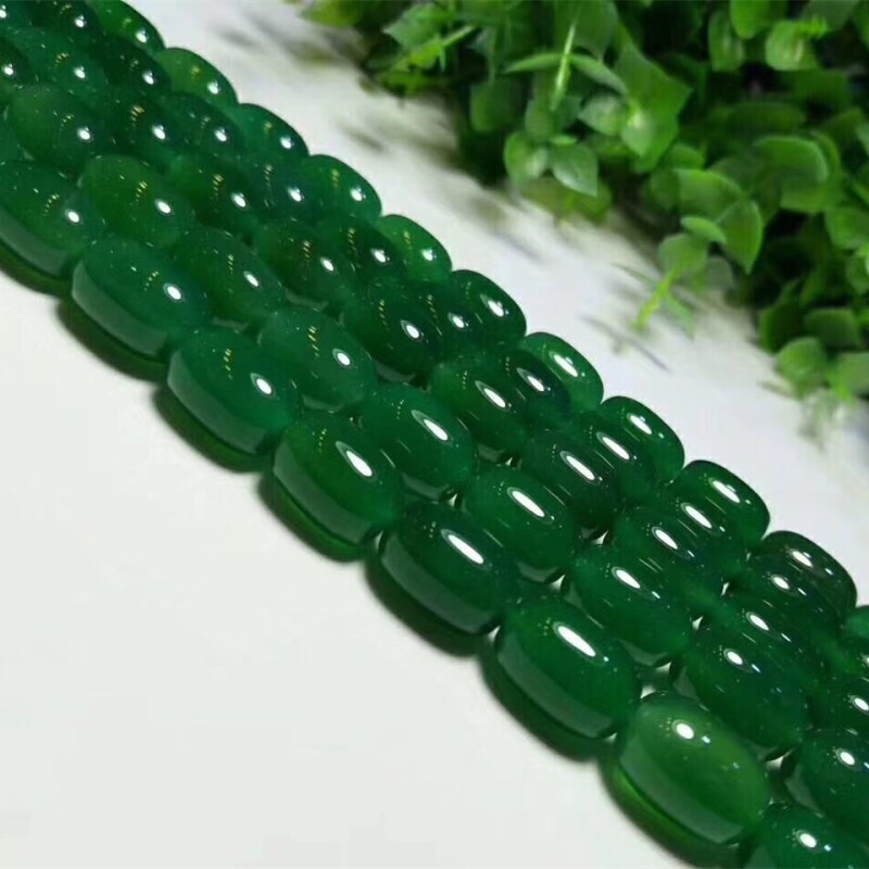 5A级绿玛瑙桶珠水晶散珠 圆珠 半成品 diy饰品配件