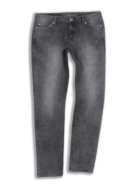 烟灰色中腰牛仔裤女小脚秋冬季大码胖mm显瘦黑色紧身裤子原单M家