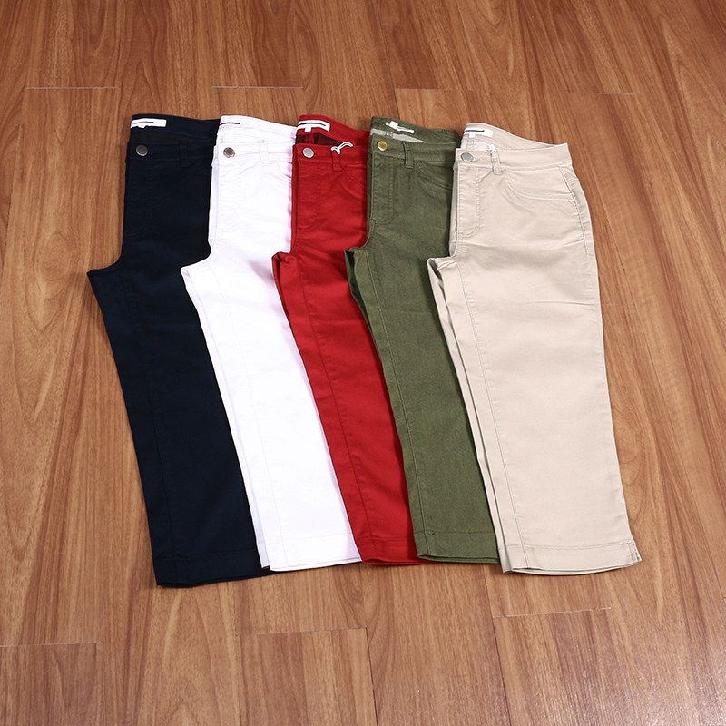 小个子中裤七分裤女夏季薄款宽松大码休闲裤新款百搭纯色高腰白色