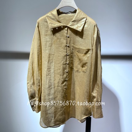 ZCY朱崇恽2026春款正品 苎麻气质宽松通勤衬衫上衣C1GB15579 3680