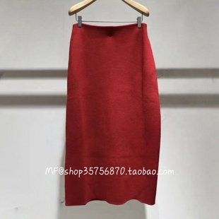 针织半身裙A1EG4882M MF玛菲2024冬专柜正品 红色 羊毛 3680 羊绒