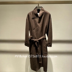 ZCY朱崇恽2025冬专柜正品 羊毛 气质 系带长款大衣C1FZ4509D 9280