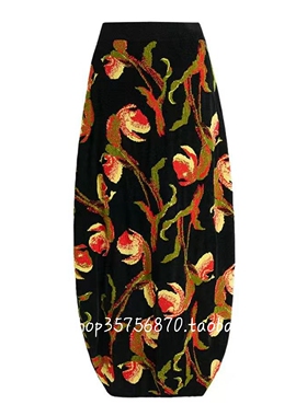 ZCY朱崇恽专柜正品2026春 天鹅绒 花稿 针织半裙C1GB1722M 4280