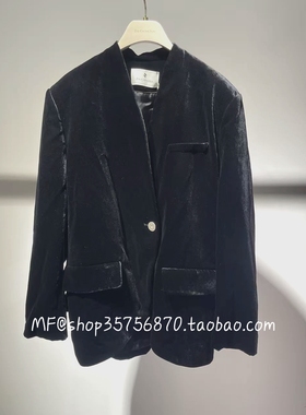 正品 ZCY朱崇恽2026春 光泽丝绒 绑带收腰西装外套C1GB10873 6280