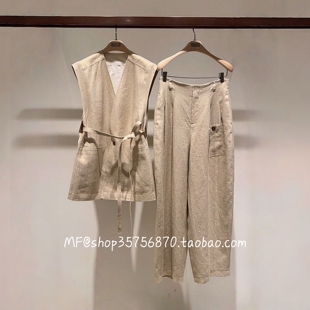 ZCY朱崇恽2026春专柜正品 亚麻 V领 系带背心马甲C1GB12264 4680