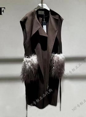 ZCY朱崇恽~2024冬专柜正品 羊毛 长款 无袖 马甲C1EG41074 8280