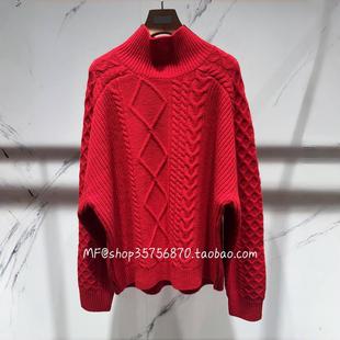 2025春专柜正品 宽松 红色 高领 毛衣外套A1FZ1808M 羊毛 MF玛菲