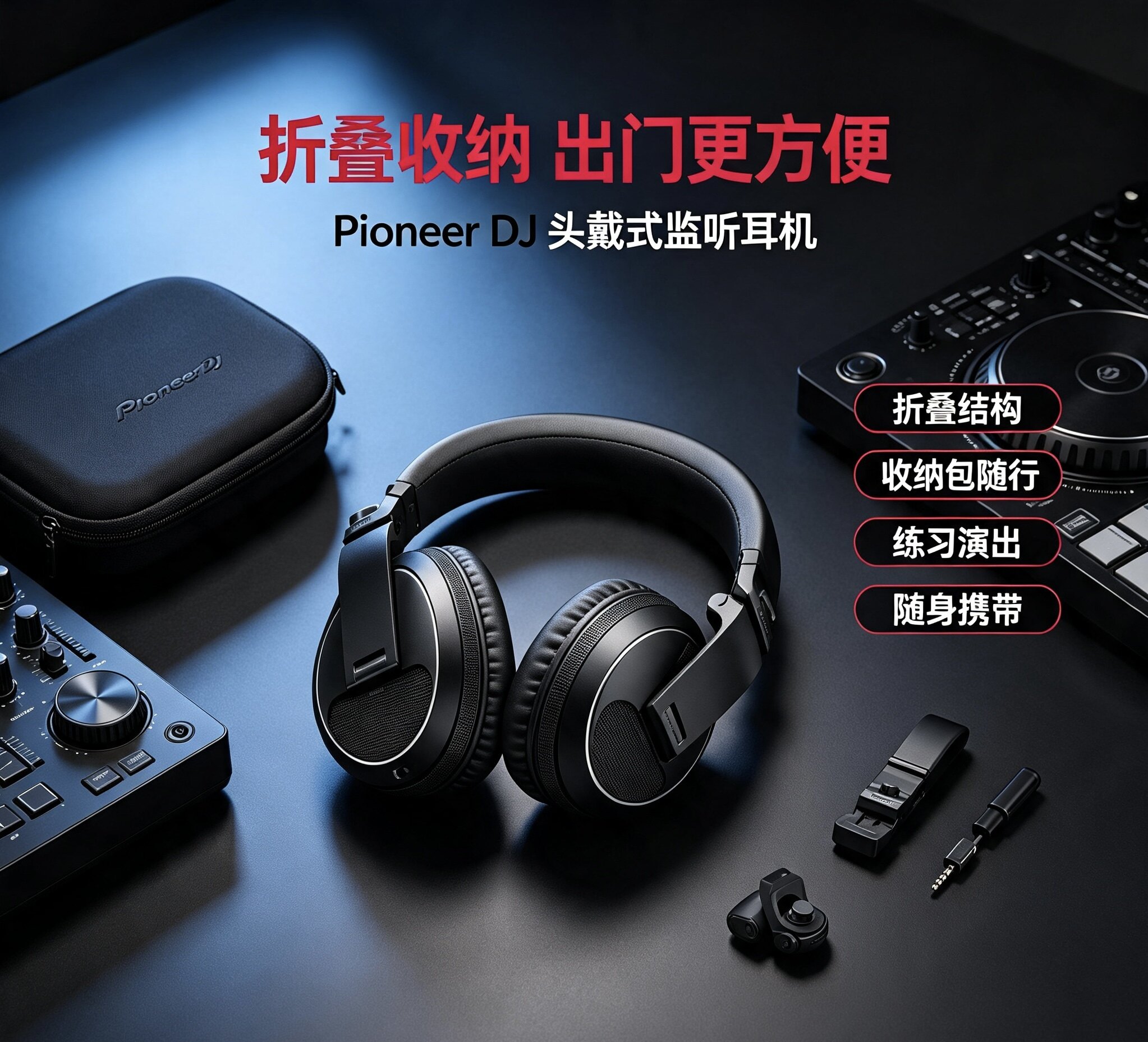Pioneer先锋HDJ-X5专业监听耳机头戴式有线DJ耳机