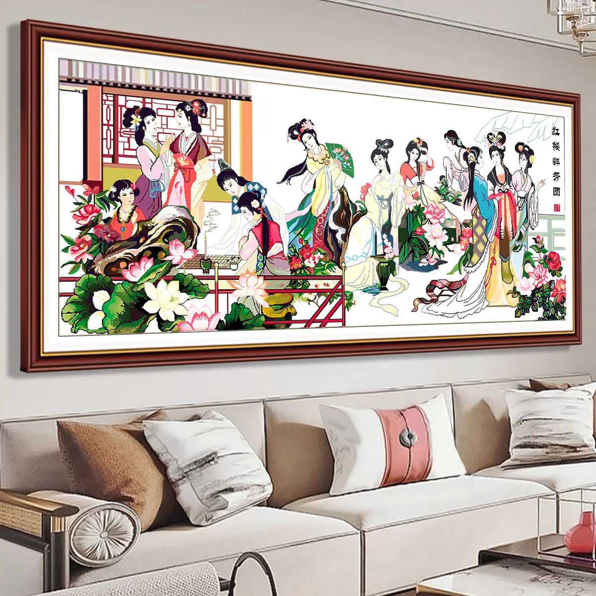 钻石画满钻新款客厅十二金钗红楼群芳图美女粘钻十字绣钻石绣古风