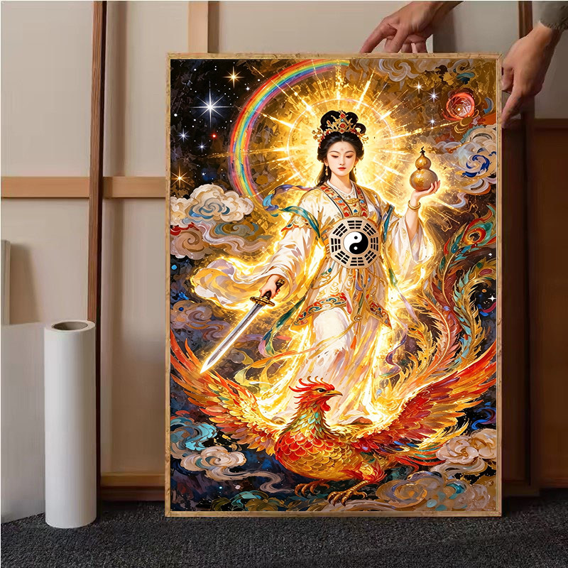 九天玄女娘娘钻石画满钻新款玄关竖版手工点钻十字绣卧室人物画像