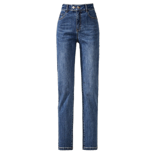 逸阳黑色直筒牛仔裤女2026年春季新款高腰显瘦九分大码显瘦烟管裤