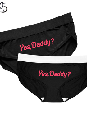 Yes Daddy 宽橡筋印花黑色纯棉内裤女三角裤短裤纯棉底裤