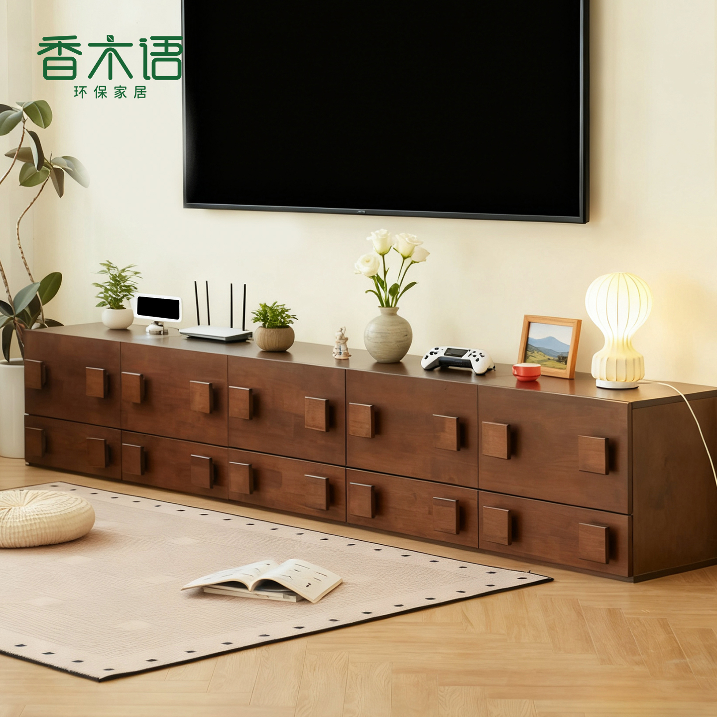 香木语实木复古卡门模块柜