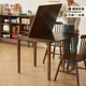 实木折叠餐桌椅组合方桌家用吃饭桌子小户型可伸缩旋转胡桃木色