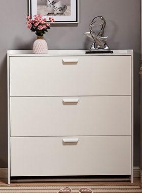 新款超薄翻斗鞋柜白色现代简约鞋架1724cm简约现代门厅柜简易经济