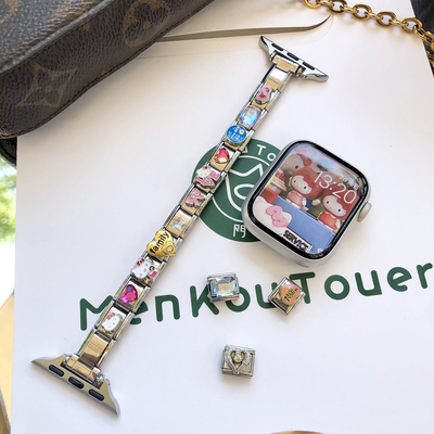 康康的原创KT猫卡通模块手链适用iwatch98s10苹果手表拼接DIY表带