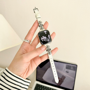 康康 表带适用iwatch10se9s11苹果手表表带 克罗辛十字架皮质细款
