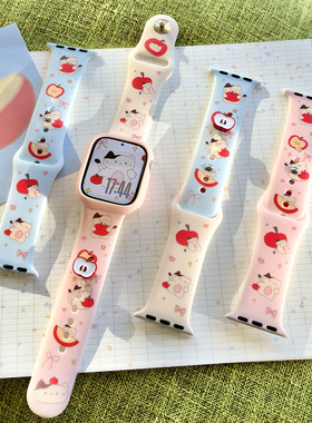 康康的原创红苹果小猫可爱插画适用于iwatch11se10s9苹果手表表带