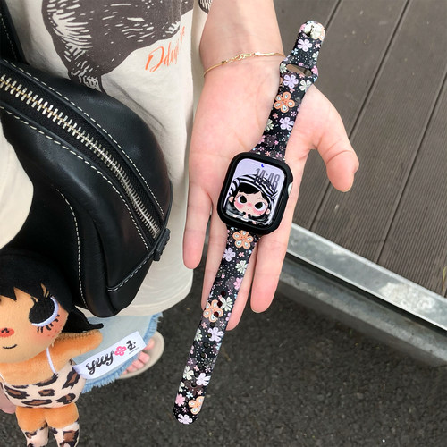 康康的原创春日花语硅胶碎花适用iwatch11苹果手表applewatch表带