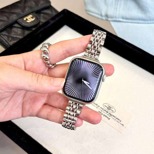 康康的韩系复古七珠金属表带适用iwatch11se10苹果手表applewatch