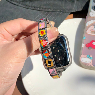 康康的原创卡通可爱风模块手链适用于iwatch987se苹果手表diy表带