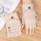 2024新款 翻盖手套女冬季 保暖两用半指学生写字毛线针织露指百搭