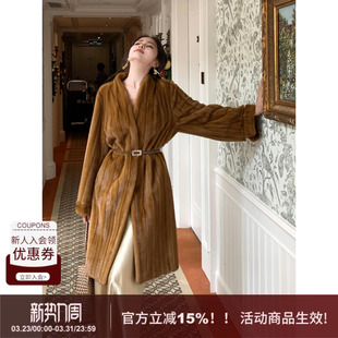 复古宽松型纯色富贵仿水貂毛皮草大衣外套女 SYT自制 长河落日