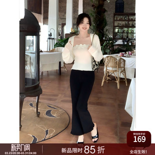 显腿长神裤 SYT自制 花边微喇九分裤 20点早春上新