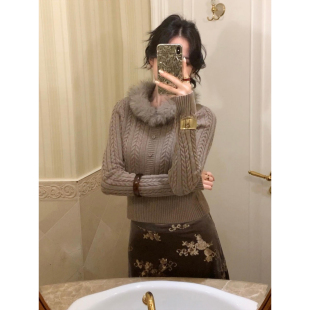 SYT自制 20点会员95折 毛领围脖老钱麻花毛衣针织衫