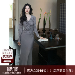 天丝斜裁极简高腰半身裙女秋新款 SYT自制 鱼尾中长裙 烟罗洄