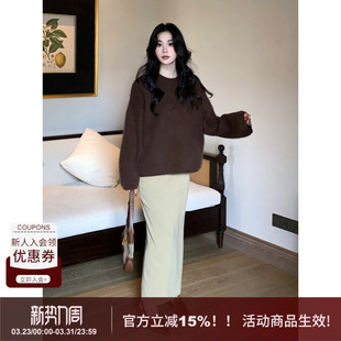 高级感软糯百搭纯色高腰显瘦垂感直筒针织半身裙 SYT自制 漫步