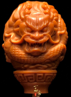 龙头橄榄核三通配饰文玩手串佛头配件配珠大核雕单籽一体精雕雕刻