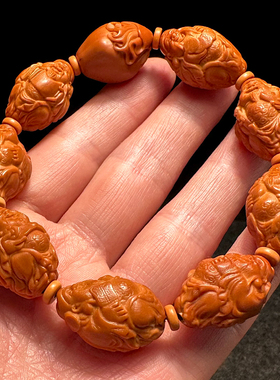 八大财神男士橄榄核手串男款精雕女款八方来财文玩核雕女士