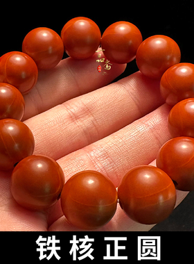 正圆光珠男士橄榄核手串男款高端圆珠文玩天然铁核原籽精雕收藏级