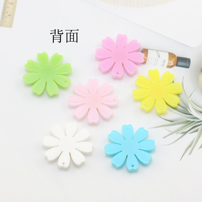 DIY 주얼리 액세서리 체인 8잎 30mm 아크릴 스마일 펜던트 한국 귀걸이 해바라기 이미지 5