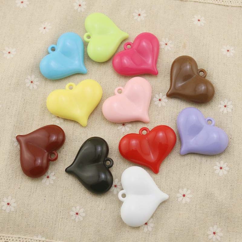 亚克力实色大爱心心形挂件桃心吊坠 DIY手机链钥匙链包包饰品配件