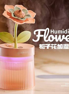 diffuser花朵香薰机七彩夜灯加湿器家用小型静音大雾量精油