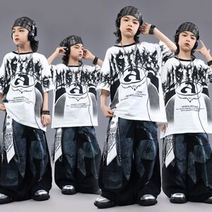 少儿街舞套装男童练功服上衣裤子酷帅hiphop表演出服街舞儿童潮服