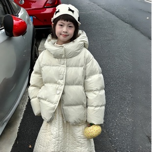 2025冬装新款女童羽绒服加厚保暖90鸭绒短款宝宝孩子连帽防风外套
