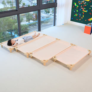 儿童托管班透气网布床午睡幼儿园单人小床午休床帆布叠叠幼儿网床