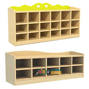 早教幼儿园三层双层鞋架儿童鞋子架 樟子松鞋架幼儿园用品鞋柜
