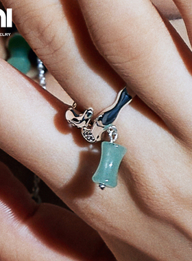 UNI优霓竹叶弯弯戒指2023新品原创设计小众ins风戒指素圈指环情侣