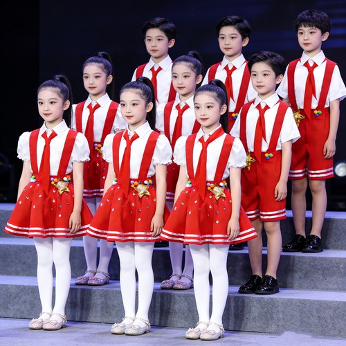 老师推荐男女童红色合唱服演出服