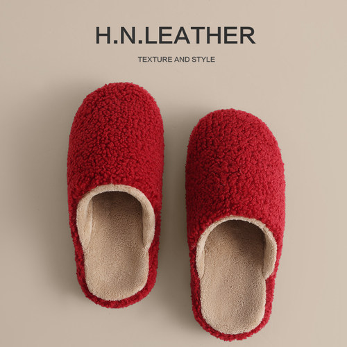 牛筋底情侣居家拖鞋男女室内保暖加绒防滑软底家用情侣款家居棉拖