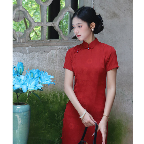 敬酒服旗袍红色气质优雅回门服