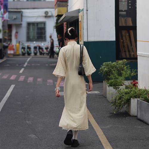 古法全开襟日常旗袍年轻款秋季