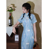 素雅气质 少女春夏小个子日常新中式 双生花改良旗袍2025新款 年轻款