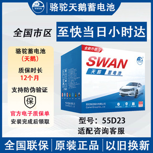 駱駝天鵝蓄電池55D23L適配豐田花冠哈弗h6現(xiàn)代朗動(dòng)汽車電瓶12V60A