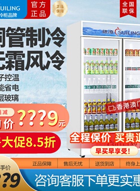 穗凌冰柜立式展示柜冷藏商用双门三门超市啤酒饮料柜风冷惠凌冰箱